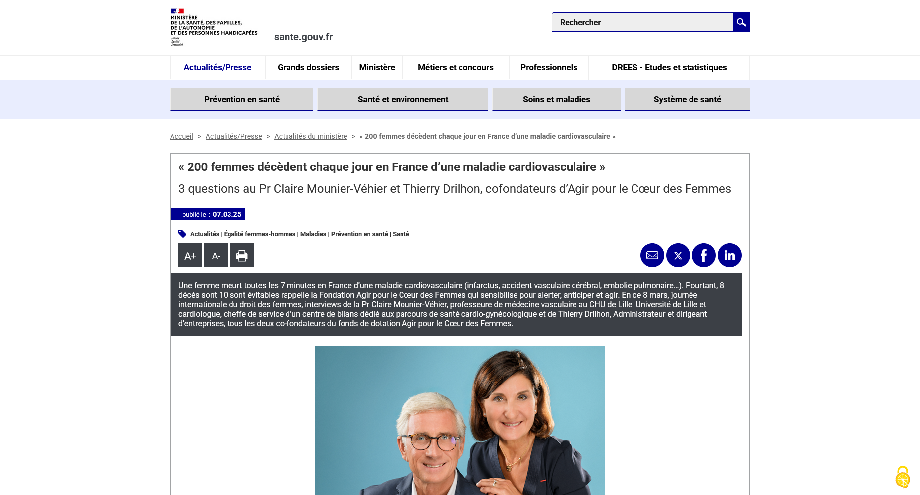 200 femmes décèdent chaque jour en France d’une maladie cardiovasculaire