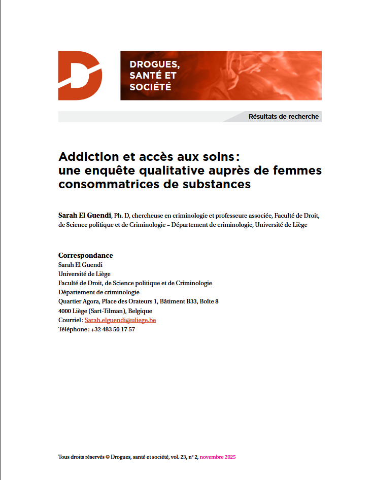 Addiction et accès aux soins : une enquête qualitative auprès de femmes consommatrices de substances