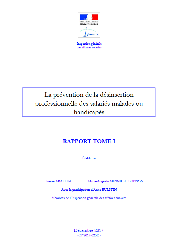 La prévention de la désinsertion professionnelle des salariés malades ou handicapés