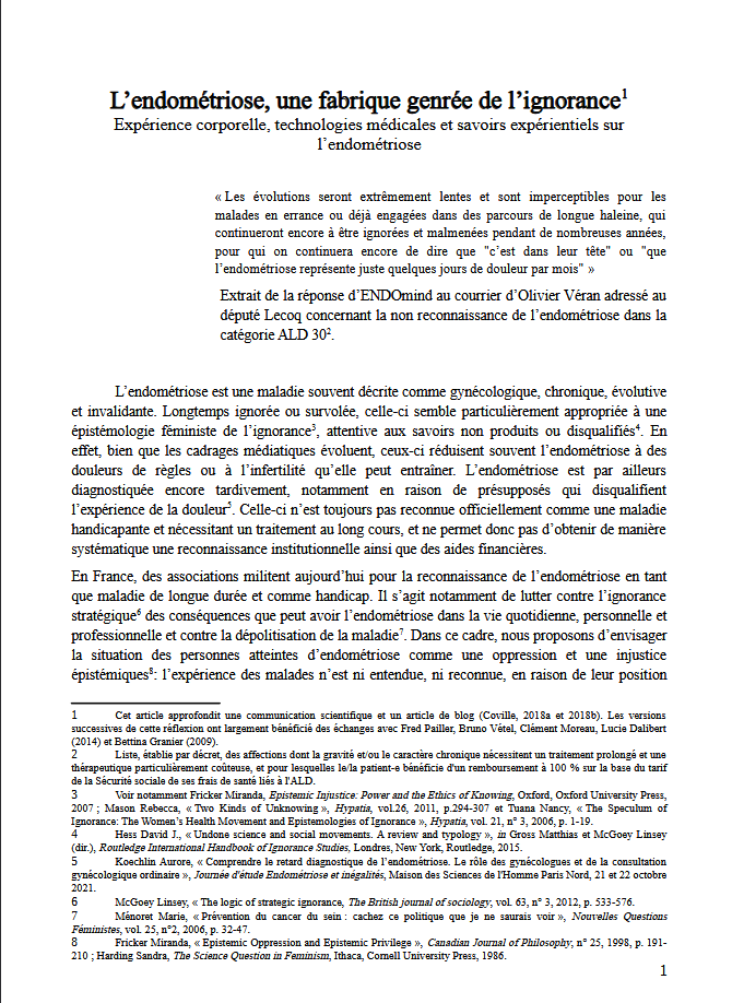 L’endométriose, une fabrique genrée de l’ignorance
