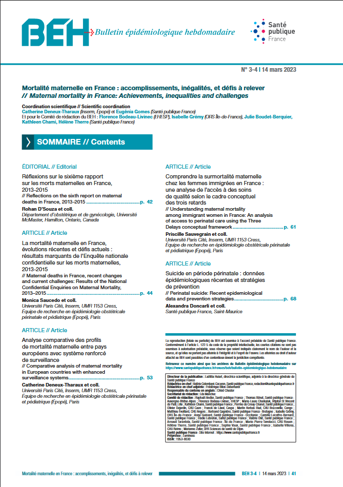 Suicide en période périnatale : données épidémiologiques récentes et stratégies de prévention