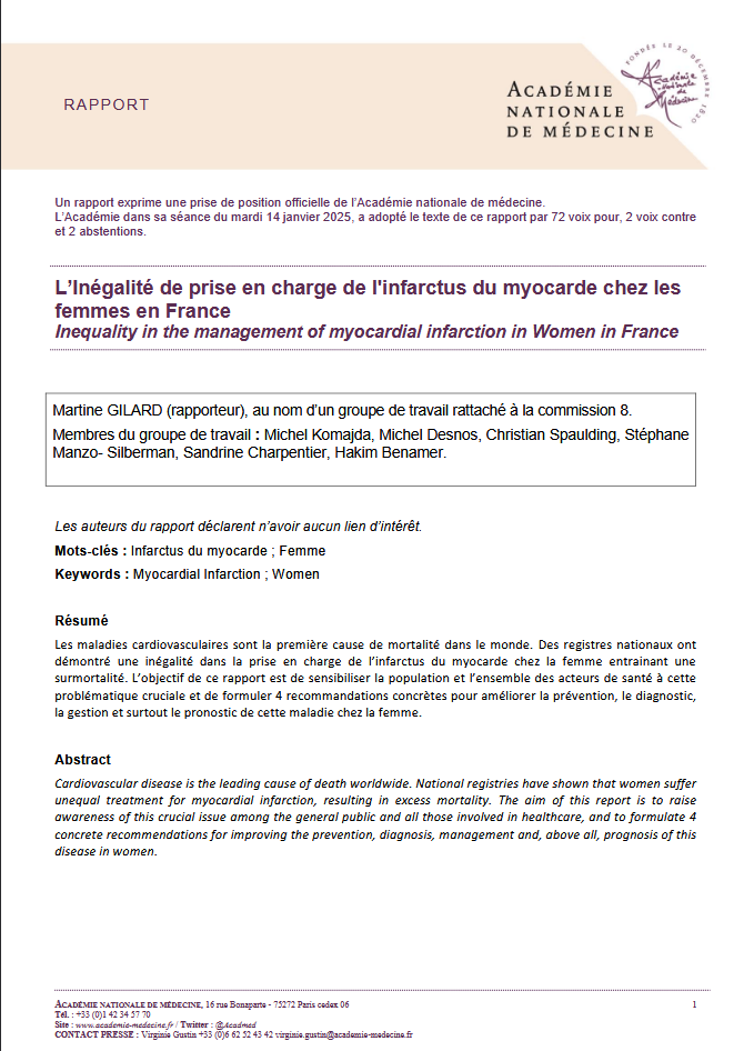 L’inégalité de prise en charge de l’infarctus du myocarde chez les femmes en France