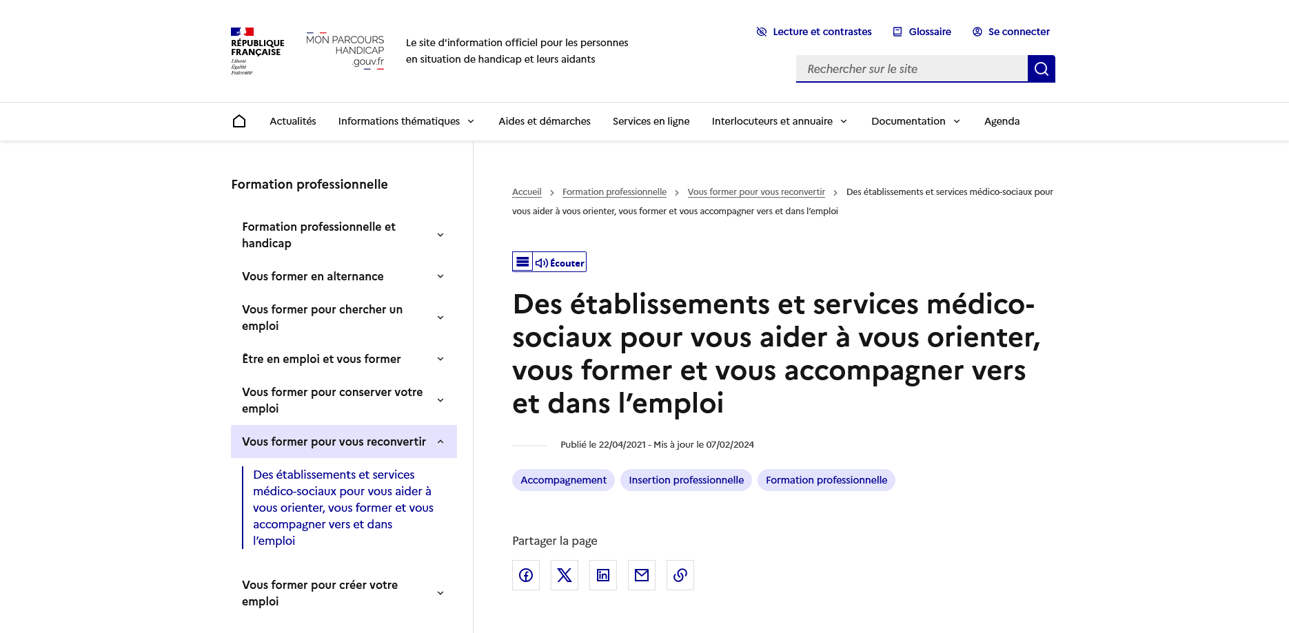 Les établissements et services de préorientation ou de réadaptation professionnelle (ESPO et ESRP)