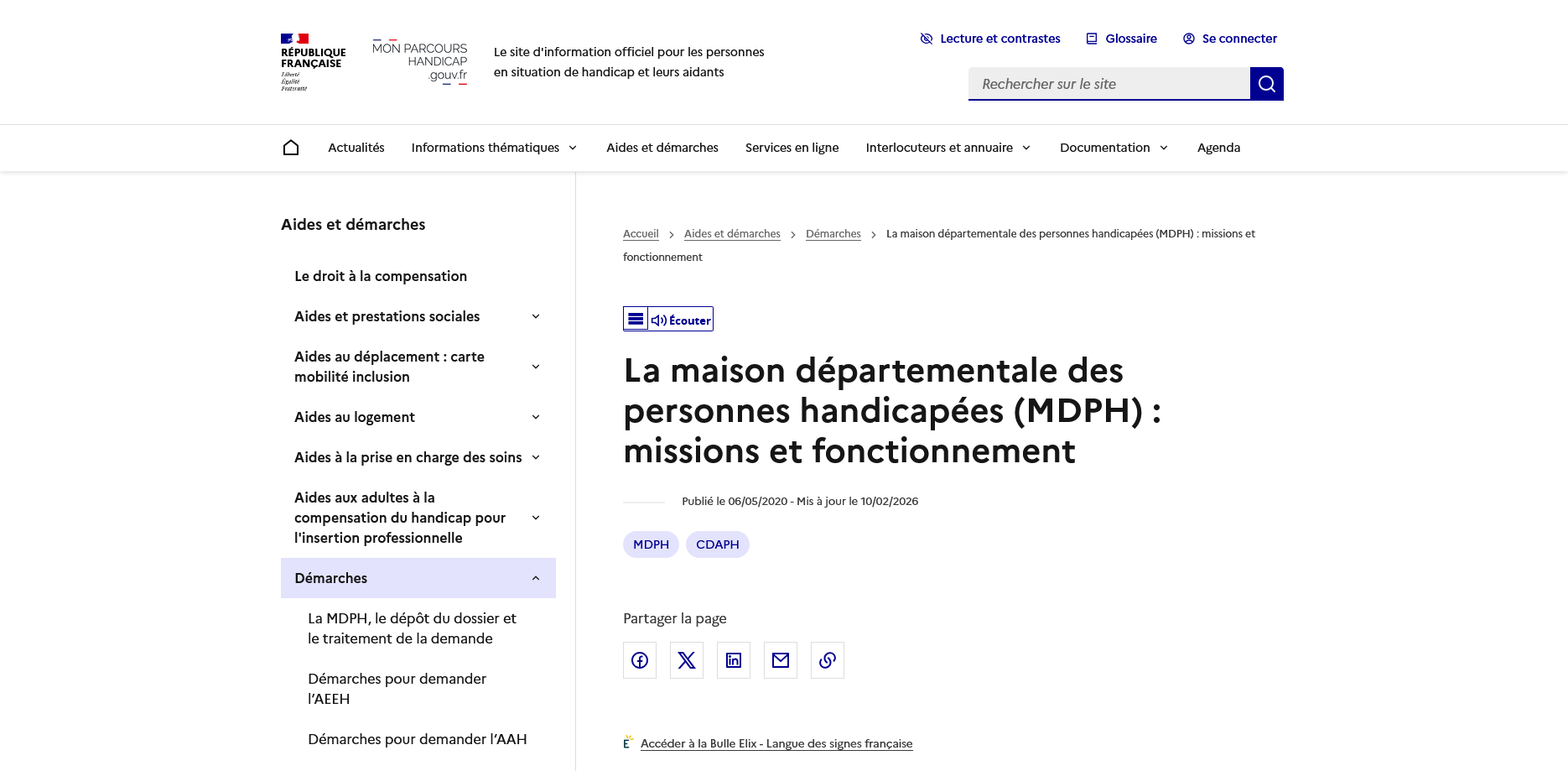 Maisons départementales pour les personnes en situation de handicap (MDPH)