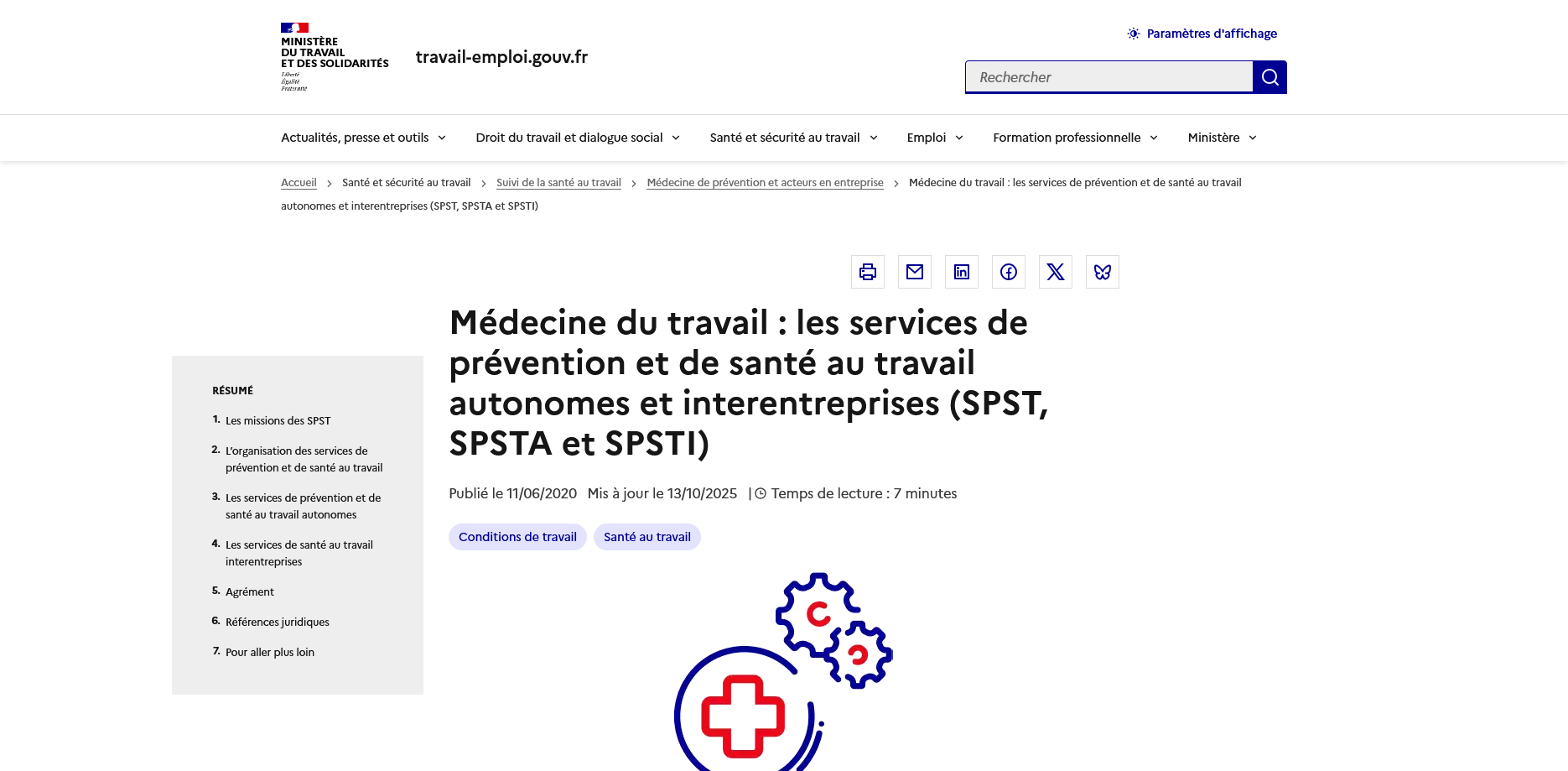 Les services de santé au travail