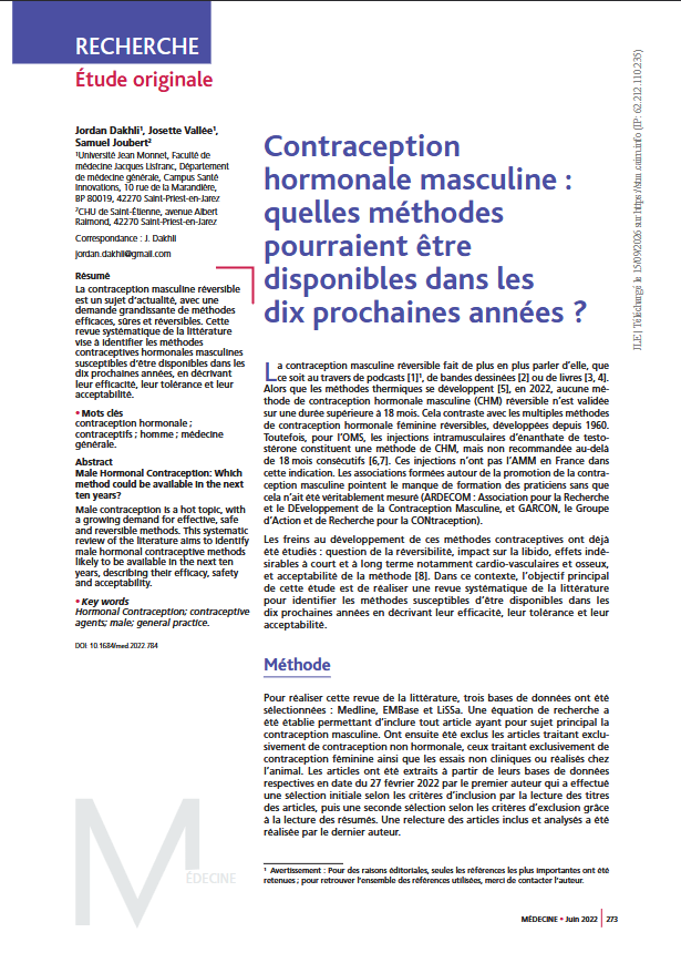 Contraception hormonale masculine : quelles méthodes pourraient être disponibles dans les dix prochaines années ?
