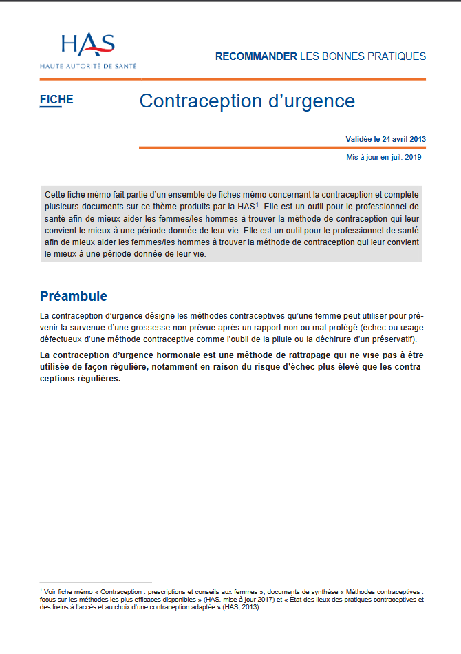 Contraception d’urgence