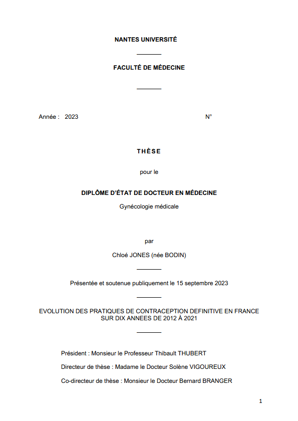 Évolution des pratiques de contraception définitive en France sur dix années de 2012 à 2021