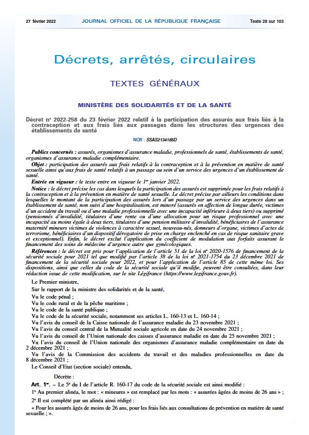 Loi n° 2021-1754 du 23 décembre 2021 de financement de la sécurité sociale pour 2022 