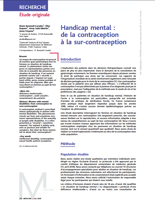 Handicap mental : de la contraception à la sur-contraception